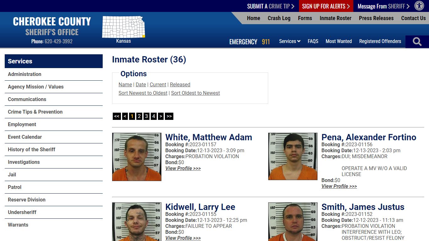 Inmate Roster (39) - Cherokee County Sheriff KS