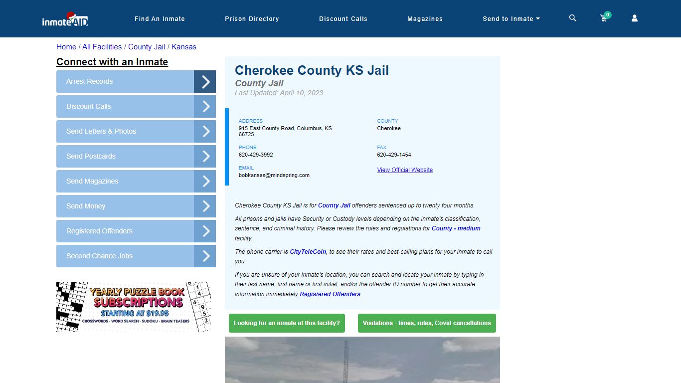 Cherokee County KS Jail - Inmate Locator - Columbus, KS