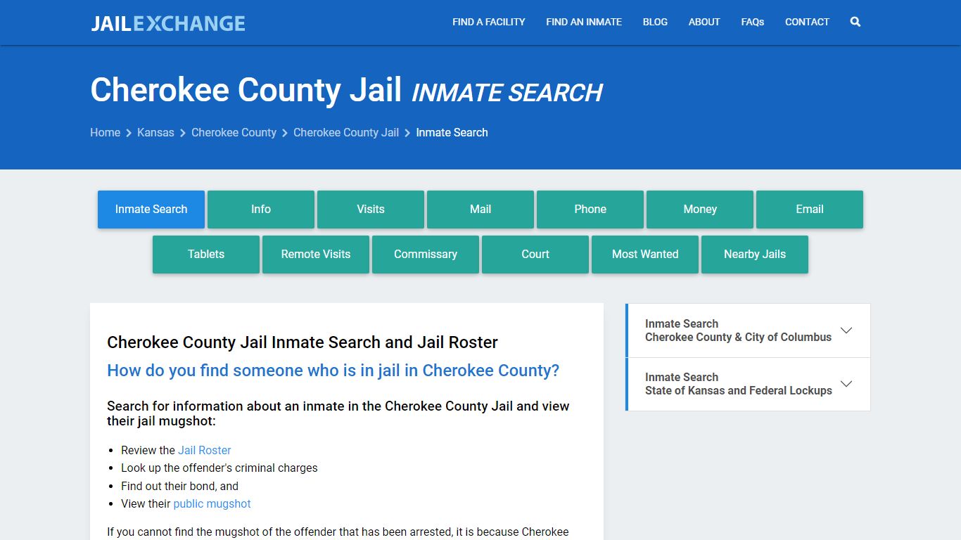 Inmate Search: Roster & Mugshots - Cherokee County Jail, KS