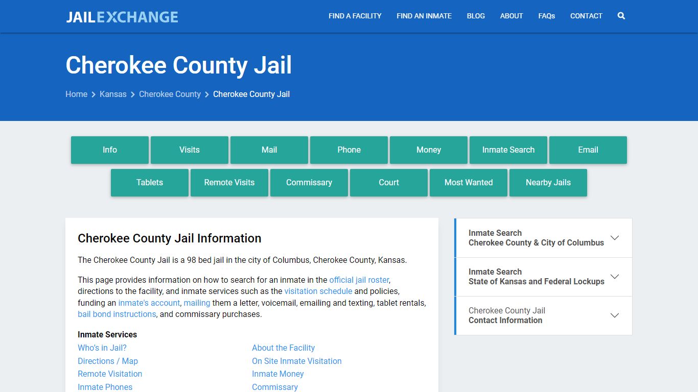 Cherokee County Jail, KS Inmate Search, Information